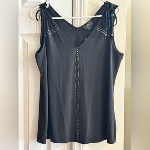 Belldini Black Studded Tie-Shoulder V-Neck Camisole